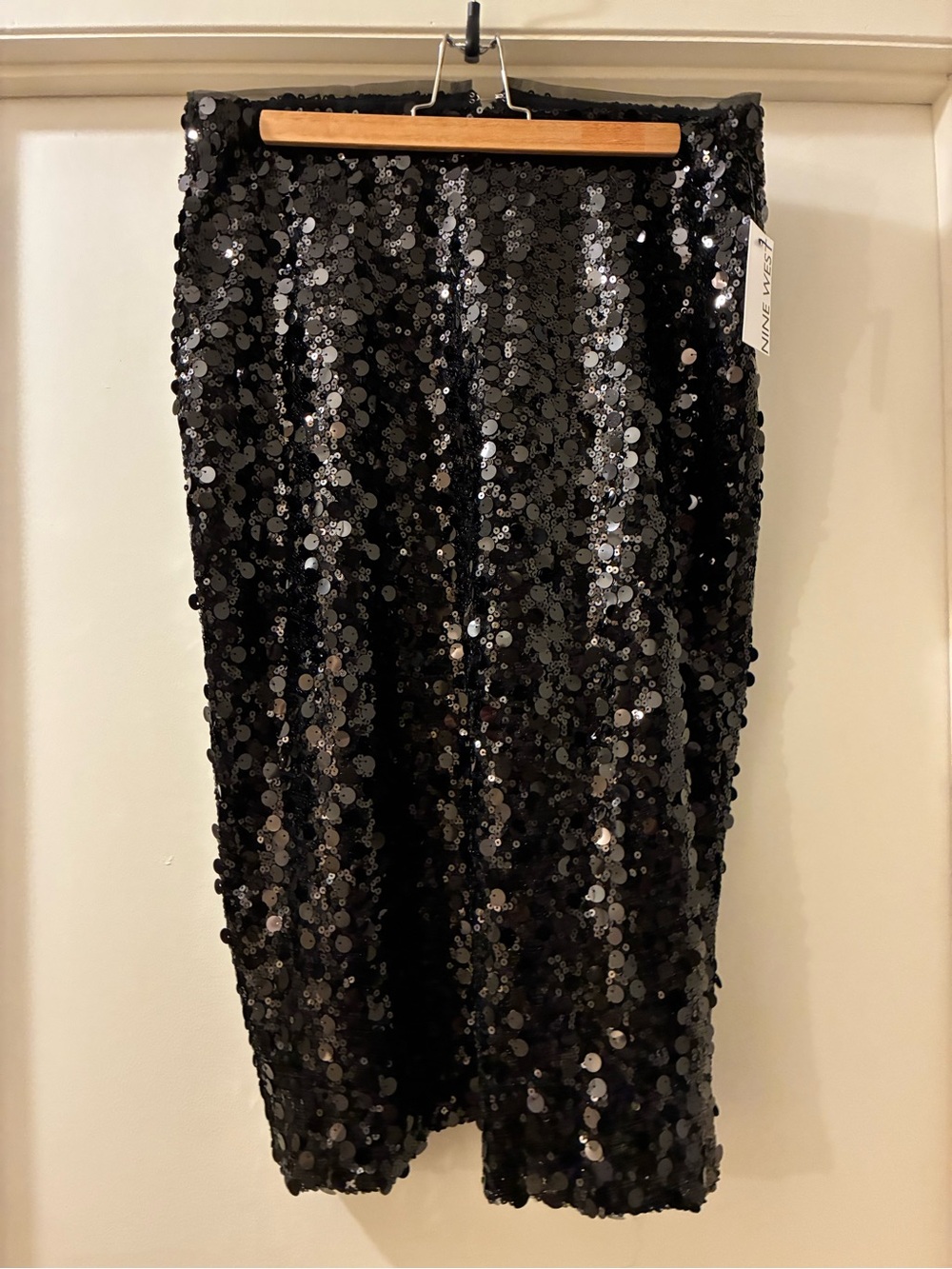 Nine West Black Sequin Midi Skirt